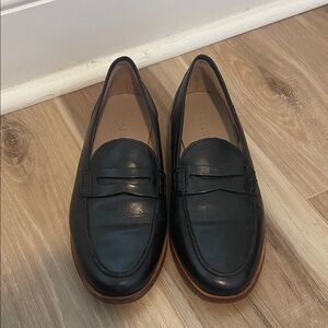 J. Crew Black Leather Loafers size 8